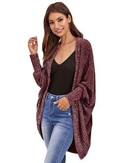 Women's Casual Oversized Open Front Dolman Long Sleeve Knit Cardigan Sweater