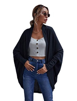 Women's Casual Oversized Open Front Dolman Long Sleeve Knit Cardigan Sweater