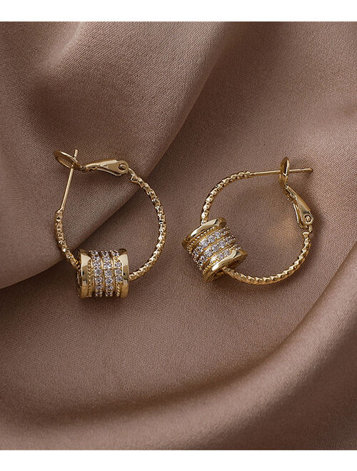 Street Region Cubic Zirconia & Goldtone Pavé-Detail Coin Hoop Earrings