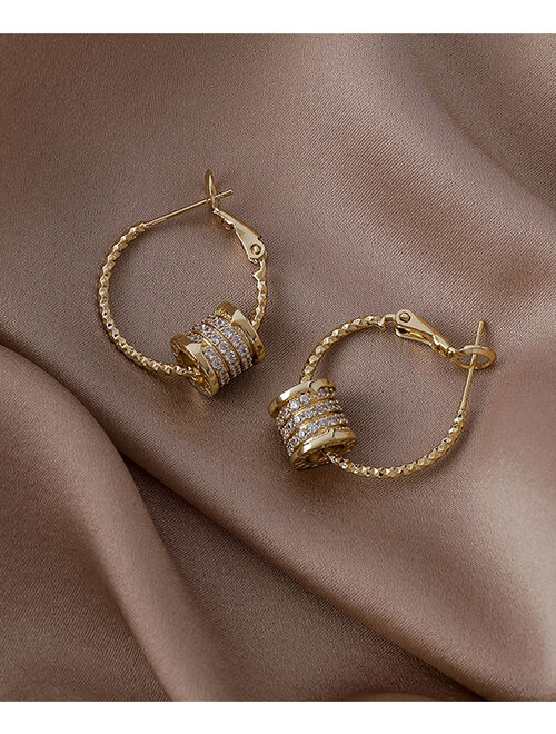 Street Region Cubic Zirconia & Goldtone Pavé-Detail Coin Hoop Earrings