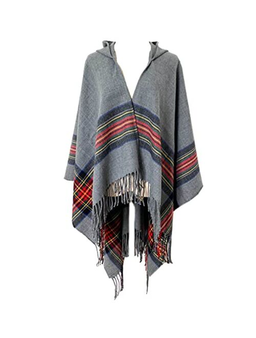 Uyuni Women's Bohemian Casual Shawl Fringe Poncho Cashmere Loose Vintage Patterned Cardigan