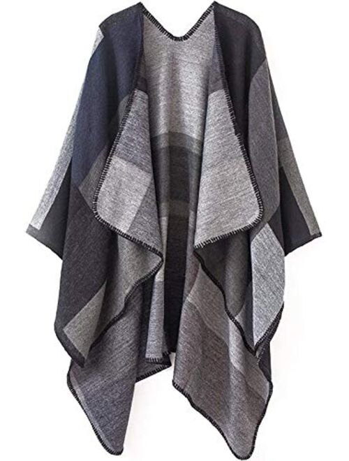 Women's Blanket Shawls Wraps Winter Open Front Poncho Cape Oversized Cardigan Sweater