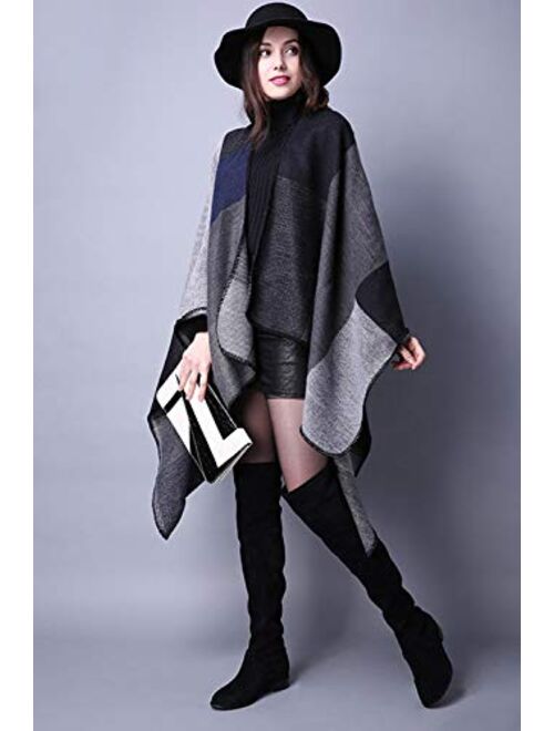 Women's Blanket Shawls Wraps Winter Open Front Poncho Cape Oversized Cardigan Sweater