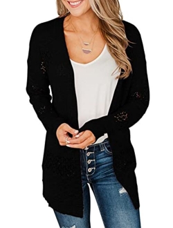 Mafulus Women's Crochet Cardigan Kimono Boho Long Sleeve Lightweight Soft Oversized Open Front Knitted Sweater