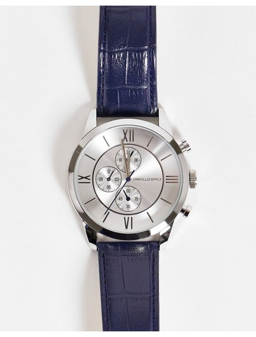 Asos Design classic watch with navy detail and strap