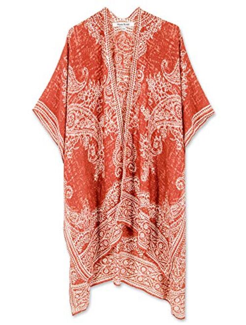 Breezy Lane Beach Cover Up for Women Swimsuit Kimono Cardigan with Floral Print for Summer Travel Holiday