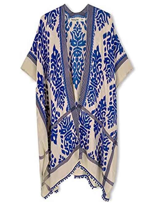 Breezy Lane Beach Cover Up for Women Swimsuit Kimono Cardigan with Floral Print for Summer Travel Holiday