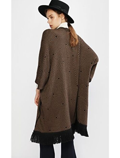 RIIQIICHY Women Winter Warm Cardigan Poncho Cape Blanket Oversized Sweater Coat Cardigan Shawl Wrap Pashmina