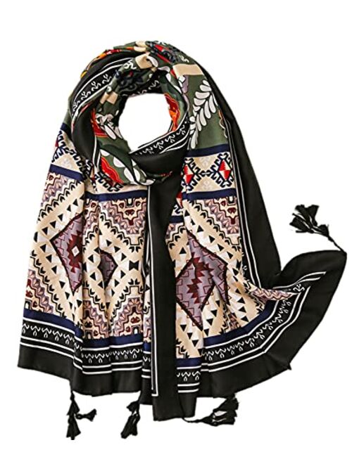 Women's Boho Bohemian Soft Blanket Oversized Fringed Scarf Wraps Shawl Sheer Gift