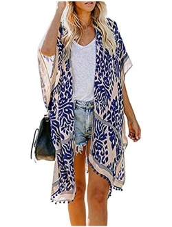 MayBuy Women's Floral Kimonos Boho Summer Cardigans Swimsuit Cover Ups for Beach Vacation