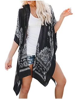 MayBuy Women's Floral Kimonos Boho Summer Cardigans Swimsuit Cover Ups for Beach Vacation