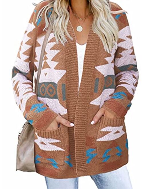 Dokotoo Womens Fashion Open Front Long Sleeve Cardigans Sweaters Coats with Pockets