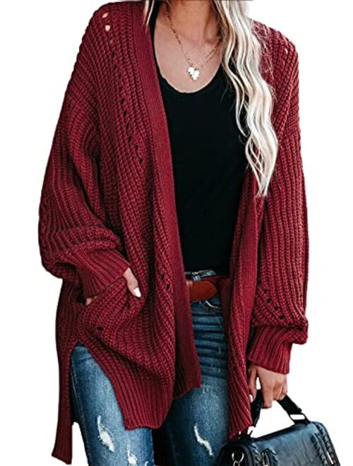 Dokotoo Womens Fashion Open Front Long Sleeve Cardigans Sweaters Coats with Pockets