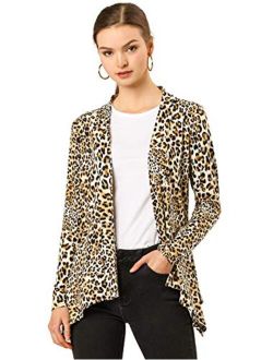 Women's Long Sleeves Open Front Leopard Prints Cardigan