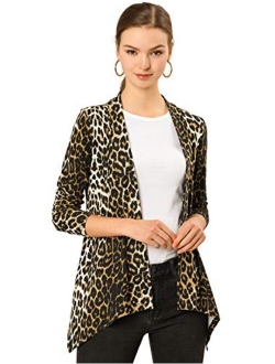 Women's Long Sleeves Open Front Leopard Prints Cardigan