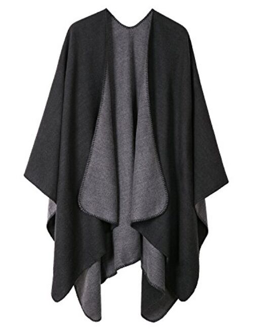 Women's Warm Shawls Wraps Open Front Cardigan Vintage Pattern Poncho Cape Sweater Coat