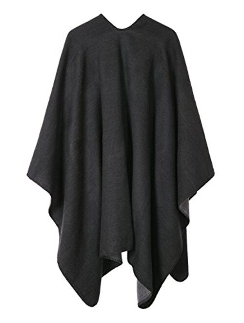 Women's Warm Shawls Wraps Open Front Cardigan Vintage Pattern Poncho Cape Sweater Coat