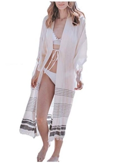 Bsubseach Womens Chiffon/Rayon Beach Blouses Kimono Cardigan Long Bikini Cover Up