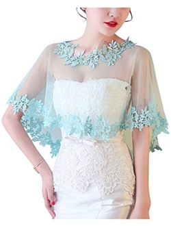 MisShow Women's Lace Appliques Shawls Wedding Bridal Cape Shoulder Covers Bolero