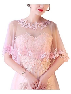 MisShow Women's Lace Appliques Shawls Wedding Bridal Cape Shoulder Covers Bolero