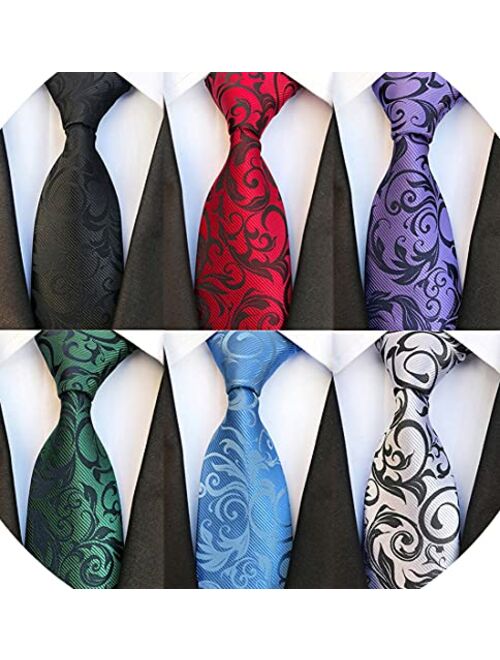 Adulove Men's Necktie Classic Silk Tie Woven Jacquard Neck Ties 6 PCS