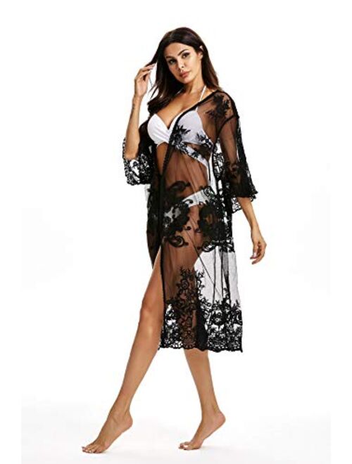 Jeasona Beach Coverups for Women Kimono Robes Cardigans Cover UP Beach Dress