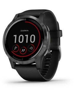 Unisex vivoactive 4 Black Silicone Strap Touchscreen Smart Watch 45mm