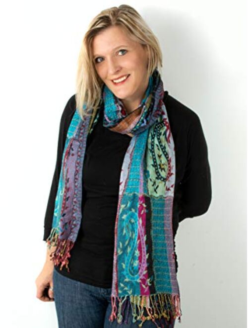 Bohomonde Harina Shawl, Woven Reversible Striped Pashmina Scarf, Hand Made in India