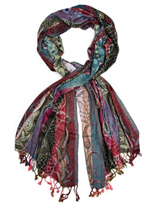 Bohomonde Harina Shawl, Woven Reversible Striped Pashmina Scarf, Hand Made in India