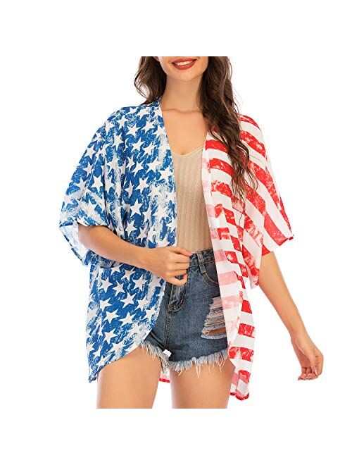 Zando Floral Kimonos for Women Swimsuit Cover Ups Open Front Summer Tops Cardigan Half Sleeve Sheer Shawls and Wraps