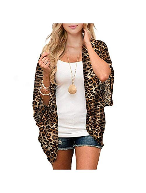 Zando Floral Kimonos for Women Swimsuit Cover Ups Open Front Summer Tops Cardigan Half Sleeve Sheer Shawls and Wraps