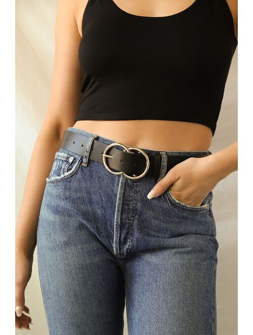 Double Oh Heaven Black Croc Double Buckle Belt