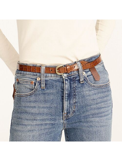 J.Crew Skinny belt in croc-embossed leather