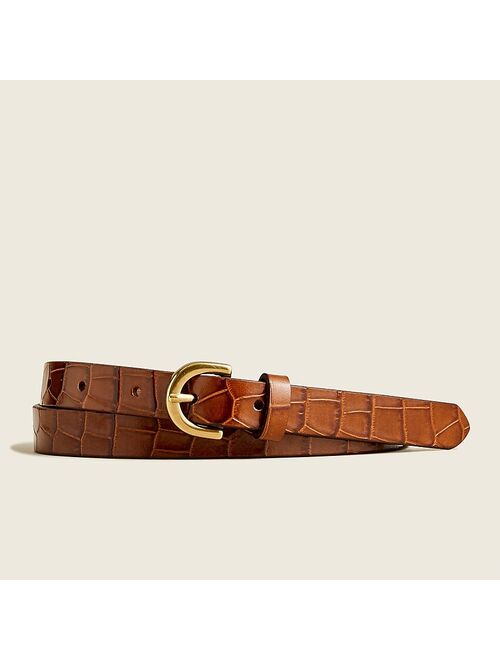 J.Crew Skinny belt in croc-embossed leather