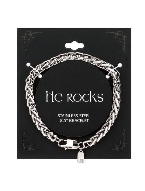 He Rocks 6mm Wheat Chain Stainless Steel Bracelet, 8.5"