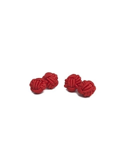 Pair of Solid Color Silk Knot Cufflinks