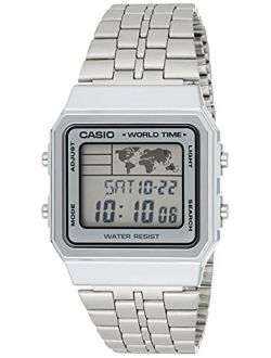 - A500WA-7D - Vintage Unisex Watch - Digital Quartz - LCD Dial - Grey Steel Strap