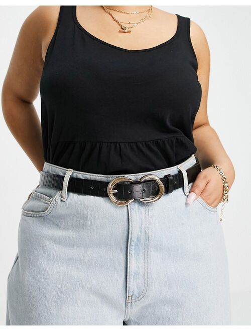 London Curve waist and hip belt with double buckle in black