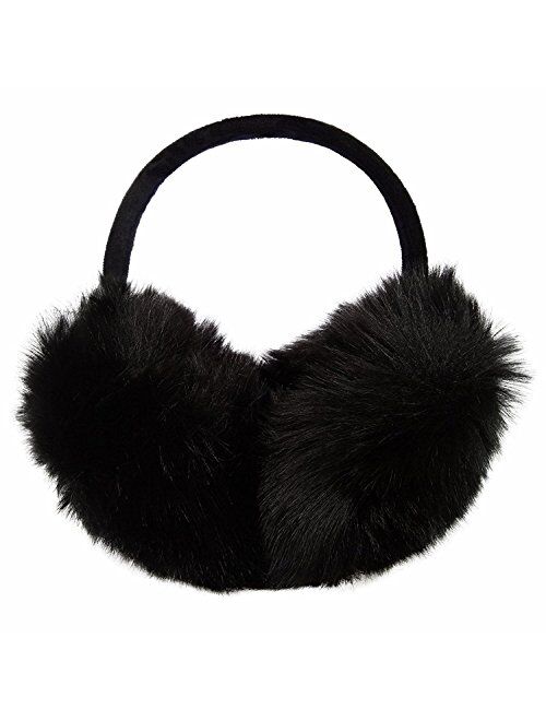 Womens Faux Rabbit Fur Earmuffs Winter Outdoor Ear Warmers Girls Earmuffs,Foldable