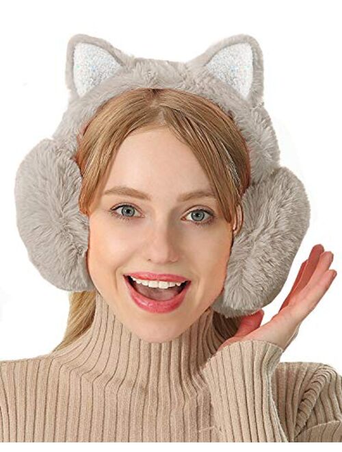 Lovful Women's Winter Warm Earmuffs Headband Adorable Cat Ears Earwarmer