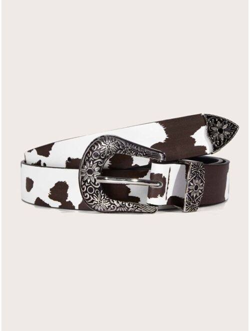 Shein Cow Pattern Western Belt