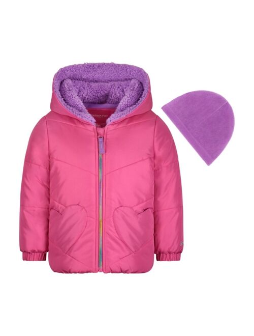 London Fog Toddler Girls Puffer Jacket with Hat