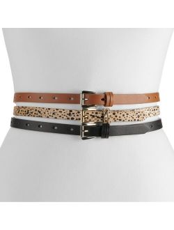 Women's LC Lauren Conrad Skinny Solid & Print Dress Belt 3-Pack