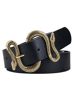 Belts for Women,Women Fashion Leather Belt for Dress with Snake Belt Buckle