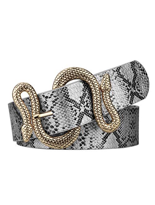 Belts for Women,Women Fashion Leather Belt for Dress with Snake Belt Buckle