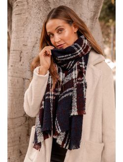 It's a Cozy Vibe Burgundy Plaid Oversized Scarf