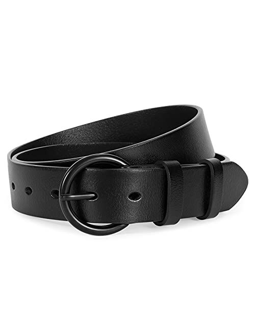 Womens Black Buckle Belt SANSTHS Casual Leather Jeans Belts with Prong Buckle …