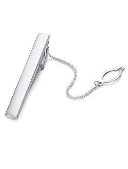 Mens Tie Clip with Chain for Normal Size Tie Gift 5cm