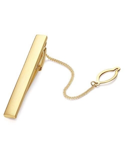 Mens Tie Clip with Chain for Normal Size Tie Gift 5cm