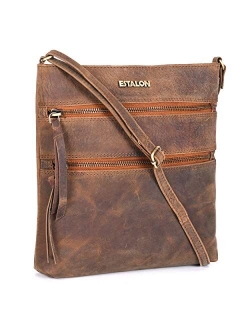 Leather Crossbody Purse for Women- Small Crossover Long Over the Shoulder Sling Womens Purses and Handbags